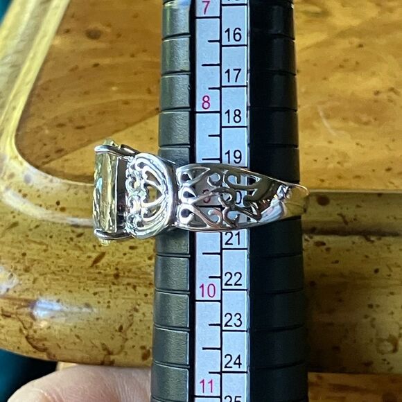 Yellow Labradorite Sterling Silver Ring Size 9 - Picture 8 of 9